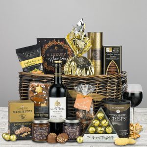 Quality contents sourced from specialist producers Securely packed and stylishly presented Delivered by our chosen courier partner Includes gift card with your personal message Contains sweet and savoury delights Including a bottle of merlot